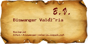 Biswanger Valéria névjegykártya